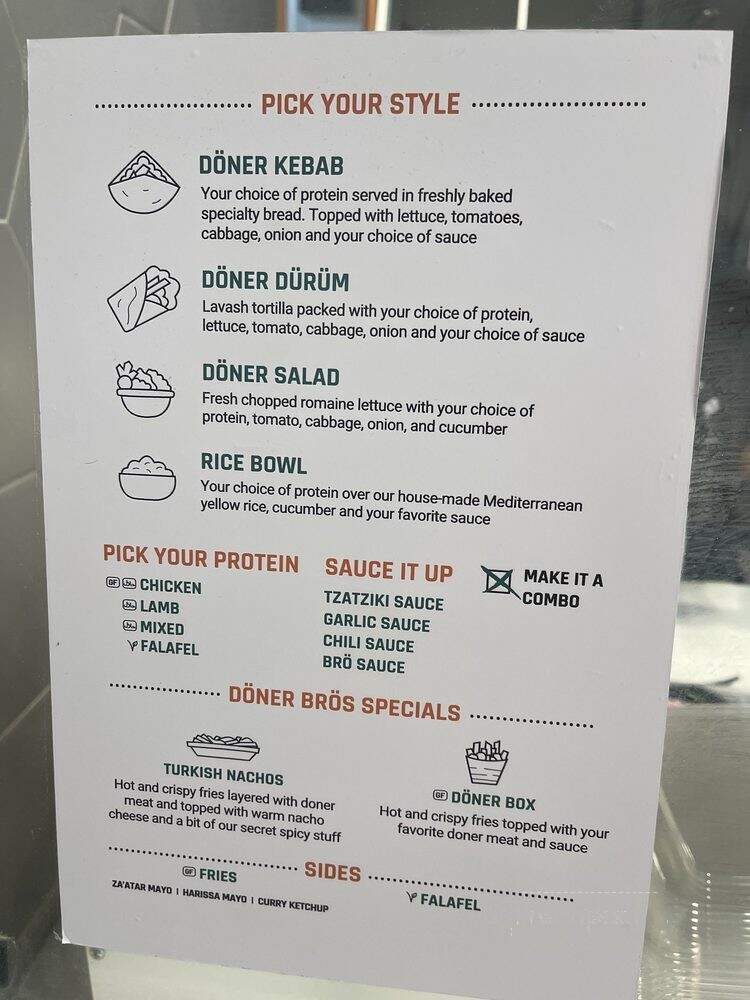 Doner Bros - Baltimore, MD menu_pic