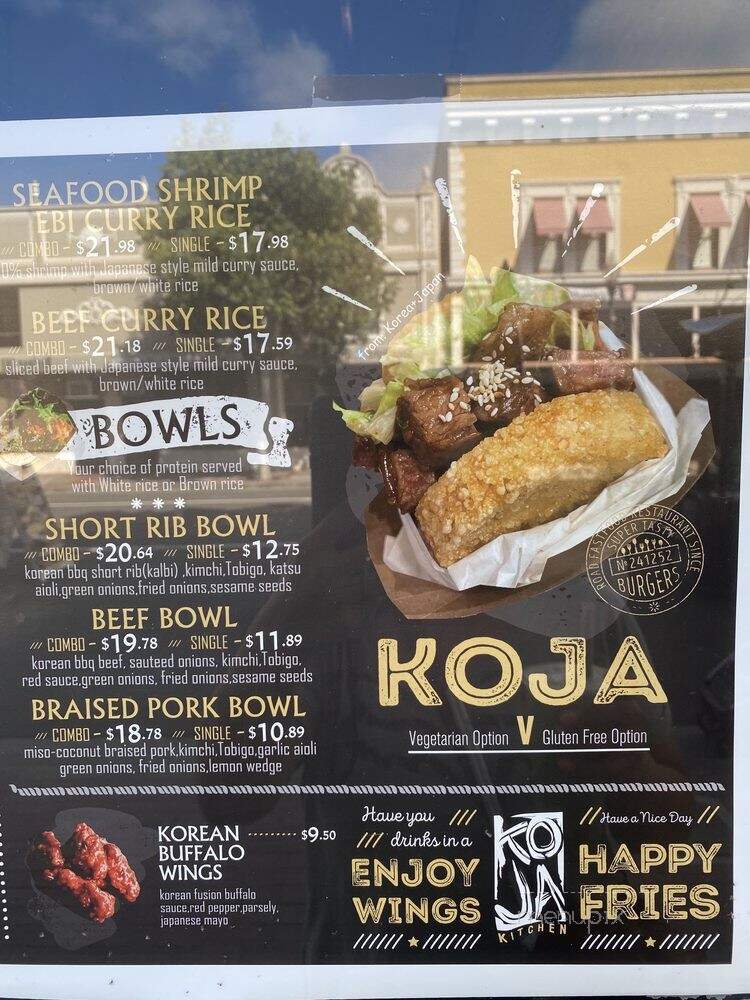 Koja Kitchen - San Mateo, CA menu_pic