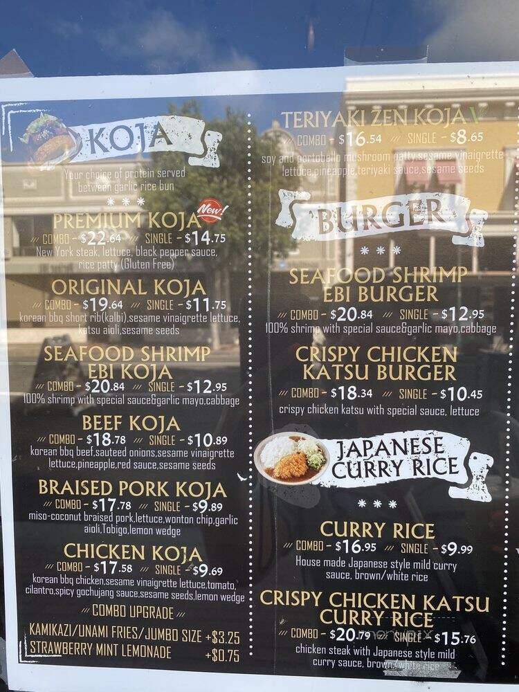 Koja Kitchen - San Mateo, CA menu_pic