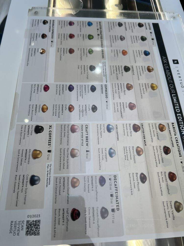 Nespresso - San Diego, CA menu_pic