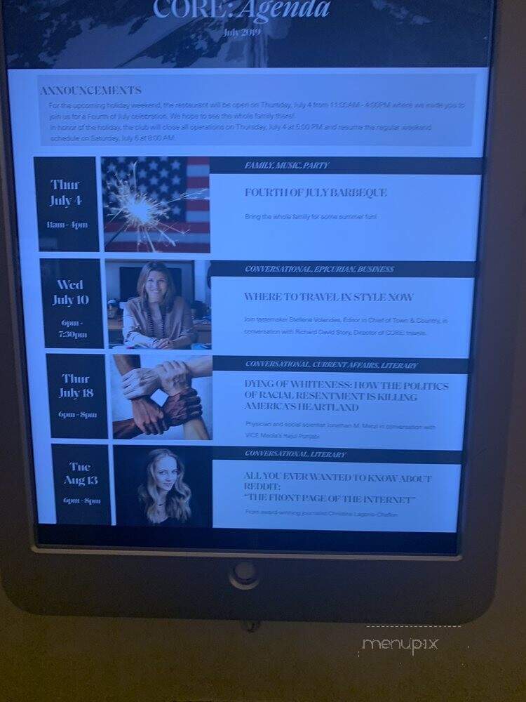 Core - New York, NY menu_pic