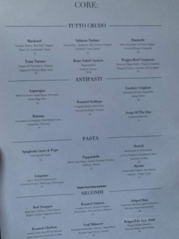 Core - New York, NY menu_pic