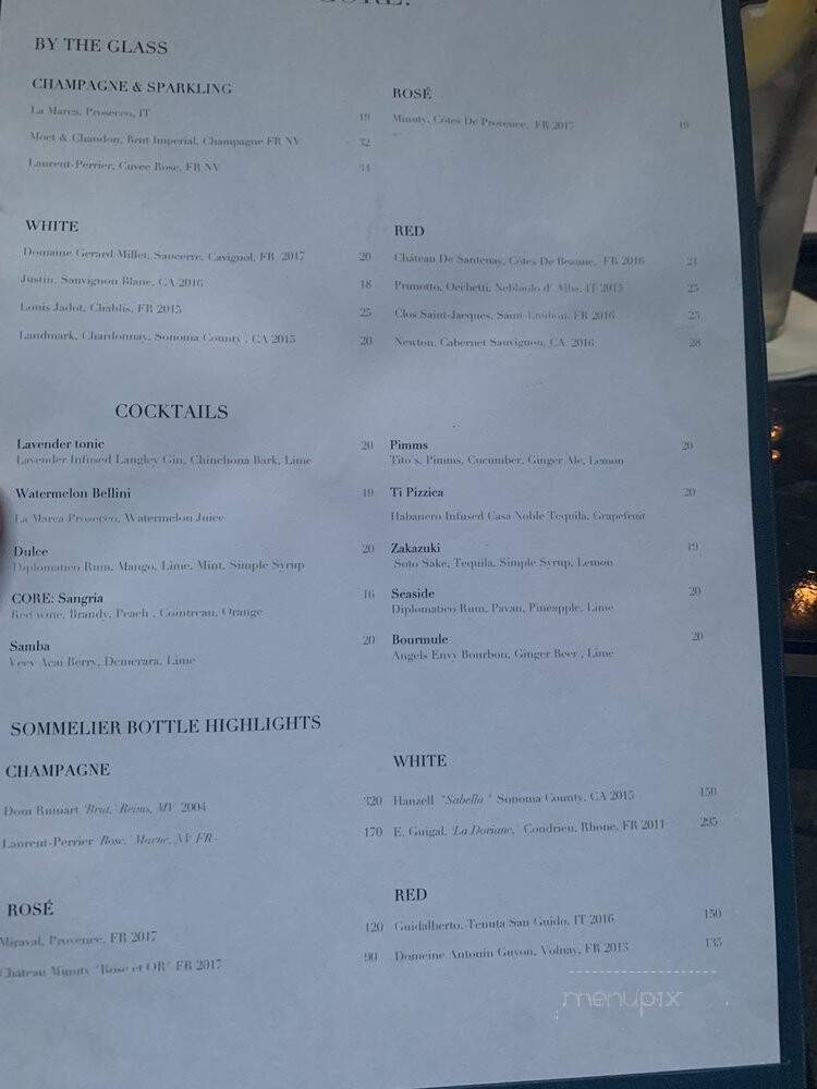 Core - New York, NY menu_pic