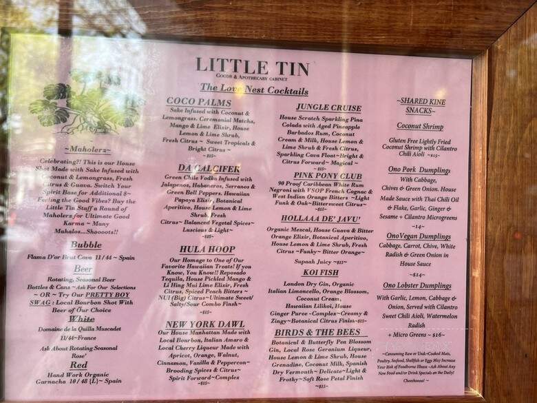 Little Tin Goods & Apothocary Cabinet - Seattle, WA menu_pic