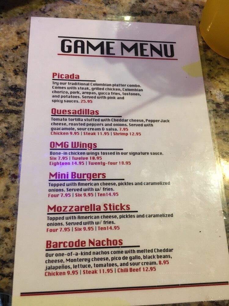 Barcode - Elizabeth, NJ menu_pic