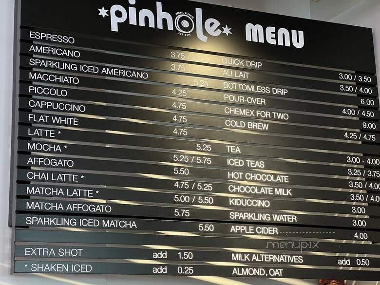 Pinhole Coffee - San Francisco, CA menu_pic