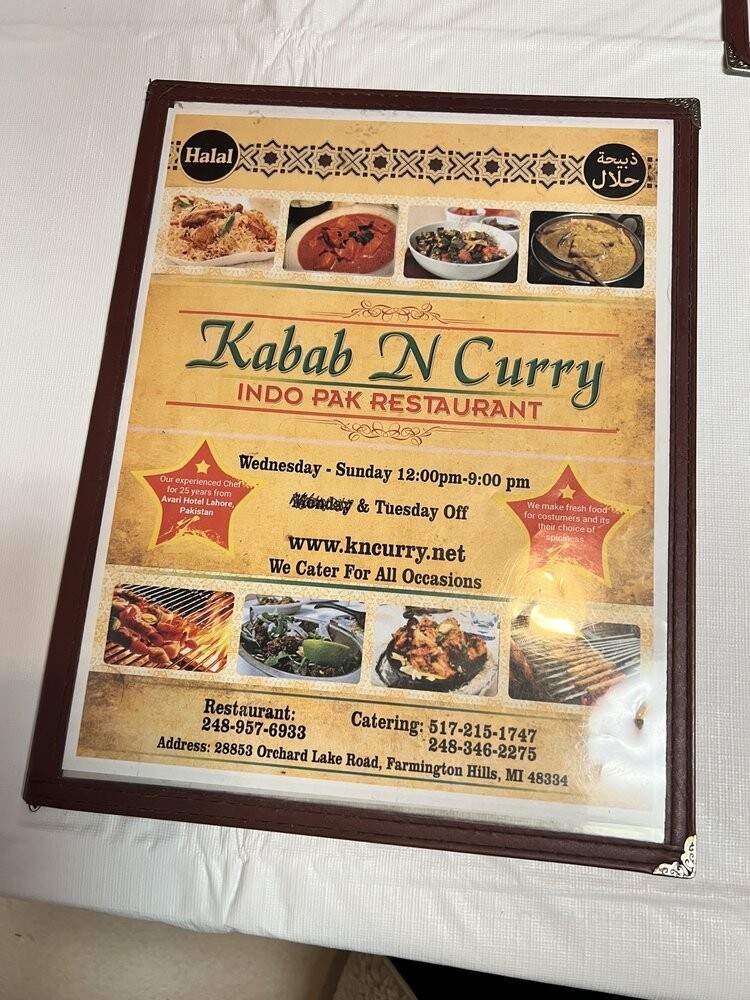 Kabab N Curry - Farmington Hills, MI menu_pic