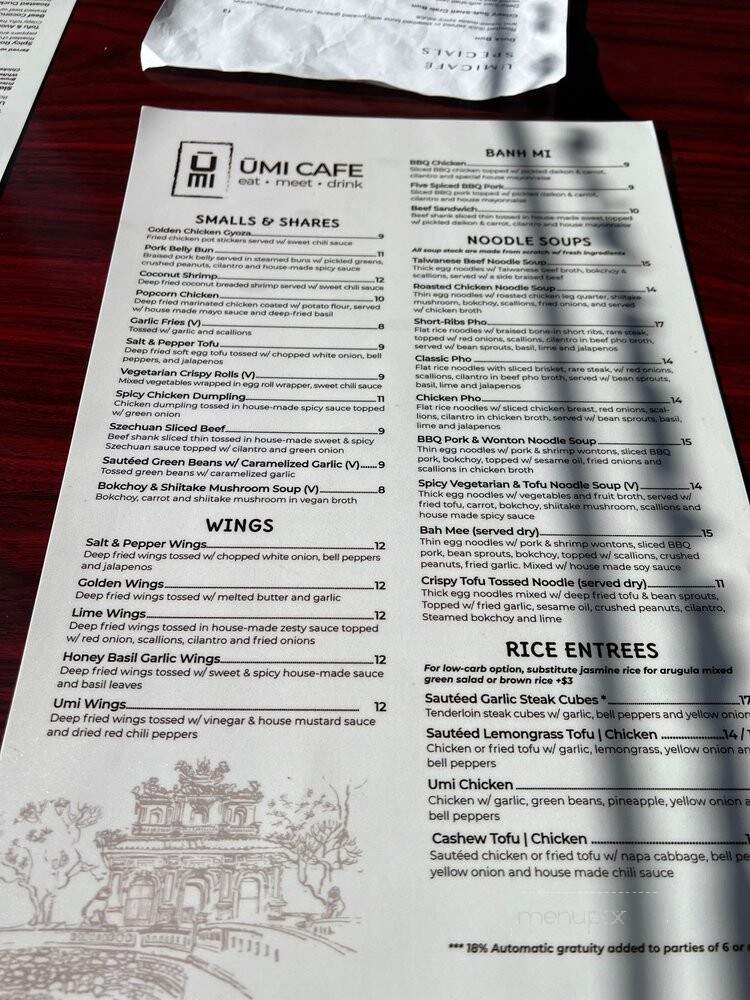Umi Cafe - Issaquah, WA menu_pic