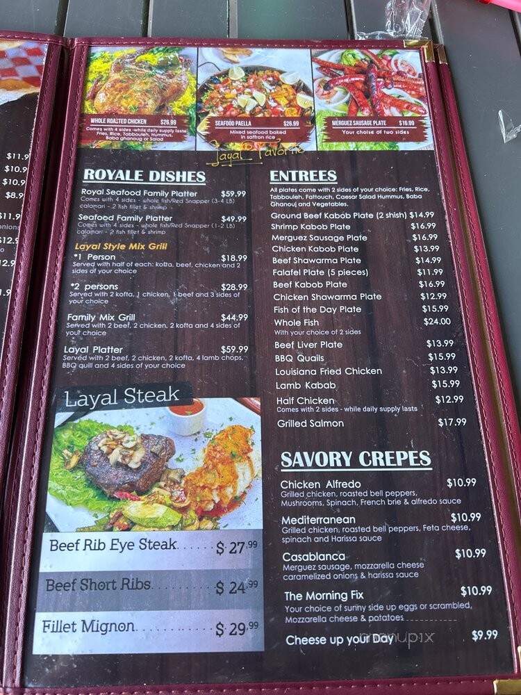 Layal Cafe Creperie and Banquet - Houston, TX menu_pic