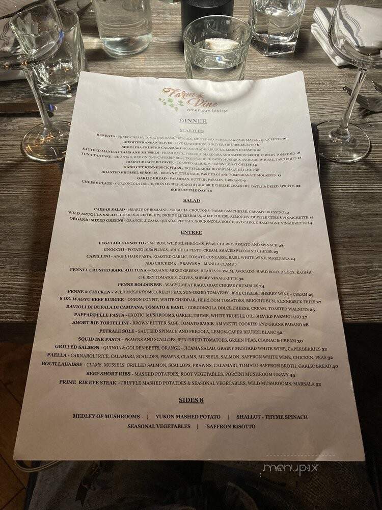 Farm & Vine American Bistro - Burlingame, CA menu_pic
