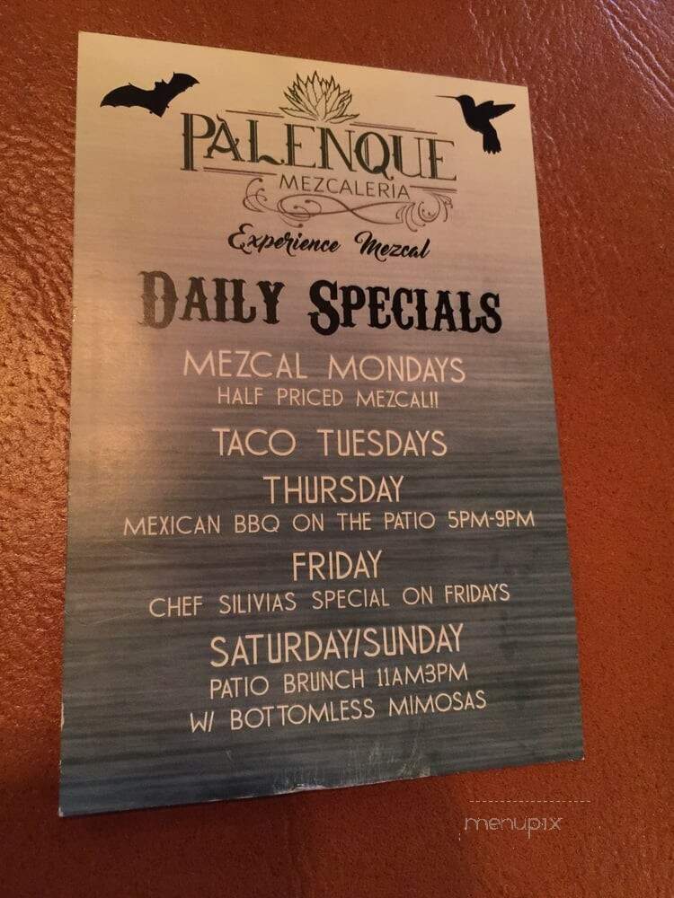 Palenque Mezcaleria - Denver, CO menu_pic