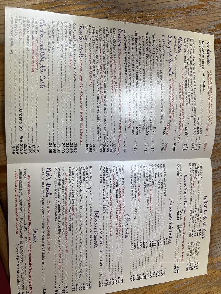 Holy Smokes - Louisville, KY menu_pic