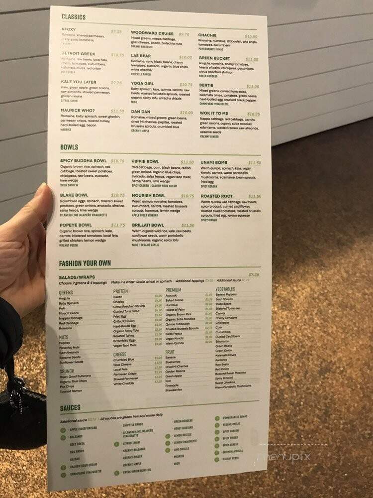 7 Greens - Birmingham, MI menu_pic