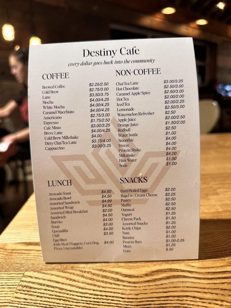 Destiny Coffee - Rocklin, CA menu_pic