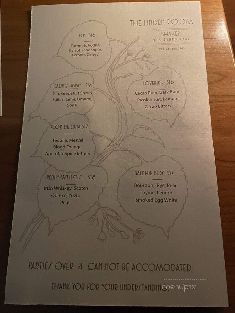 Linden Room - San Francisco, CA menu_pic
