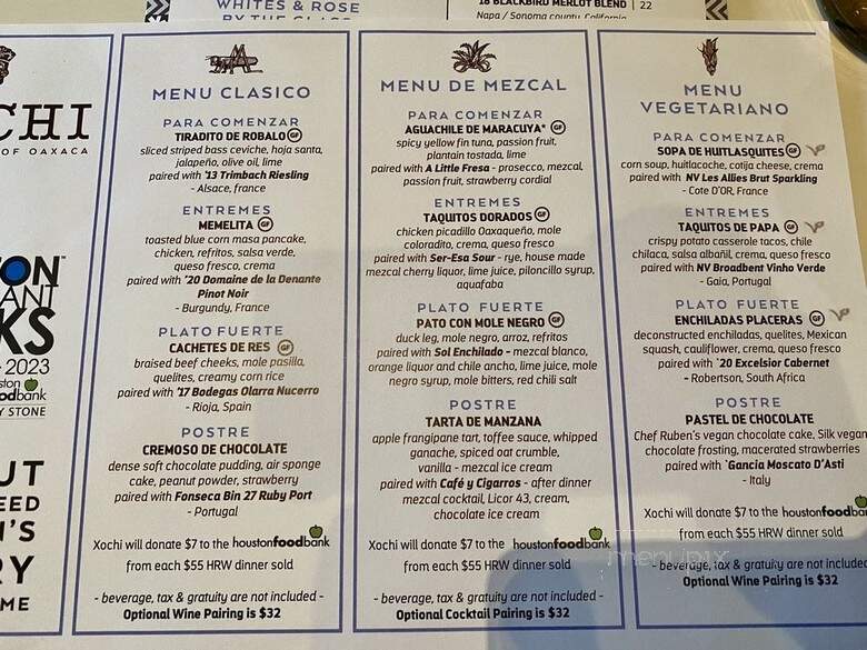 Xochi - Houston, TX menu_pic