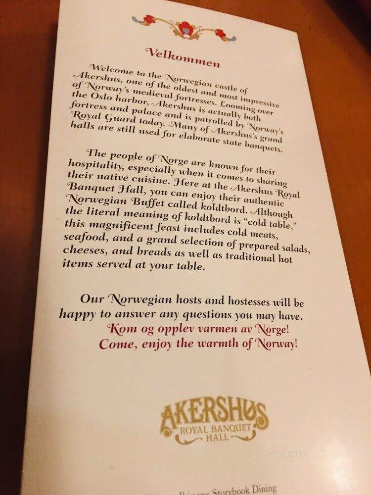 Akershus Royal Banquet Hall - Orlando, FL menu_pic