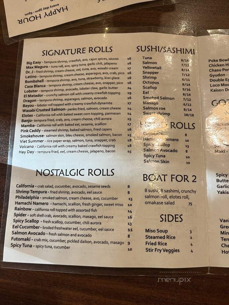 Yuzo Sushi Tapas - Oklahoma City, OK menu_pic