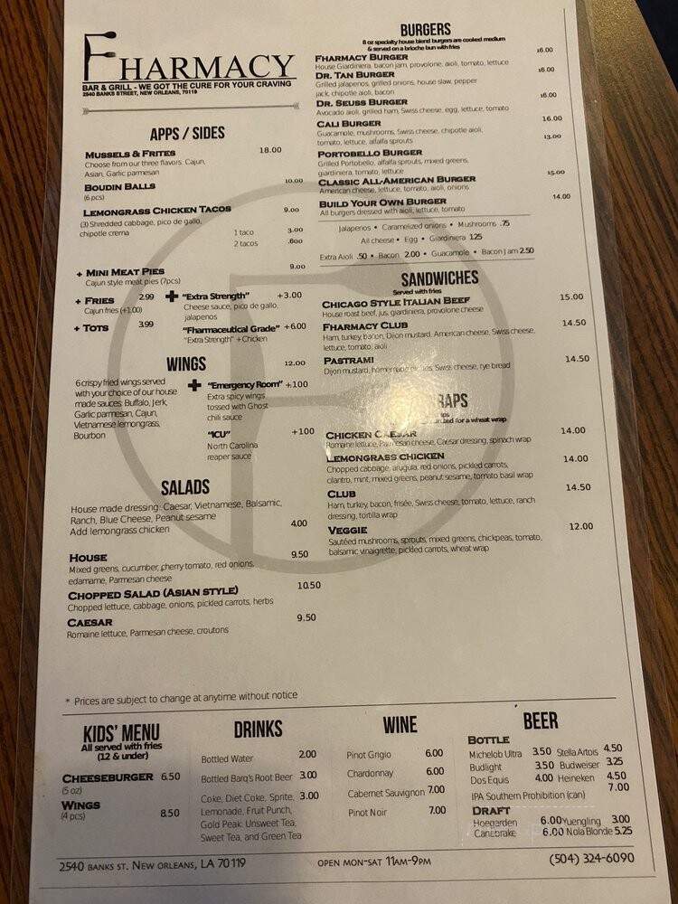 Fharmacy Nola - New Orleans, LA menu_pic