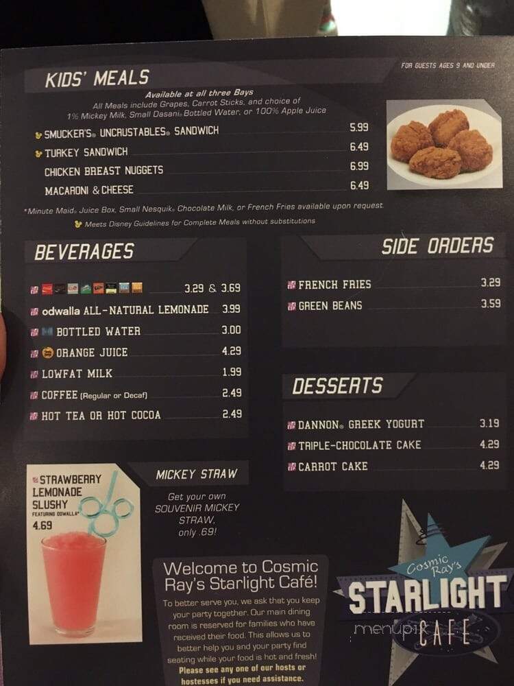 Cosmic Ray's Starlight Cafe - Orlando, FL menu_pic