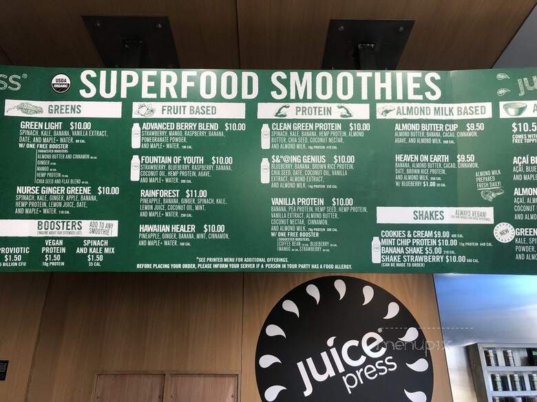 Juice Press - Brooklyn, NY menu_pic