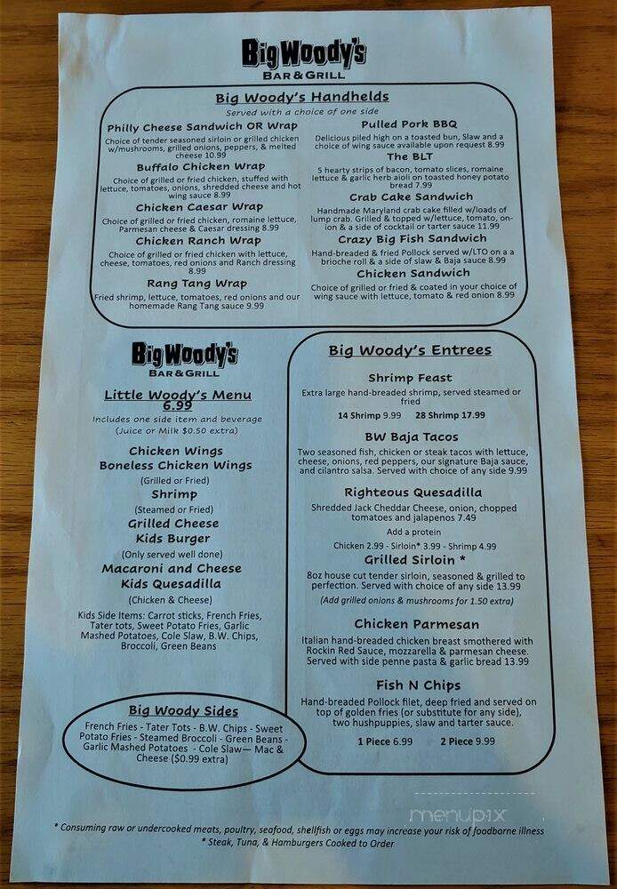 Big Woody's Bar & Grill - Virginia Beach, VA menu_pic
