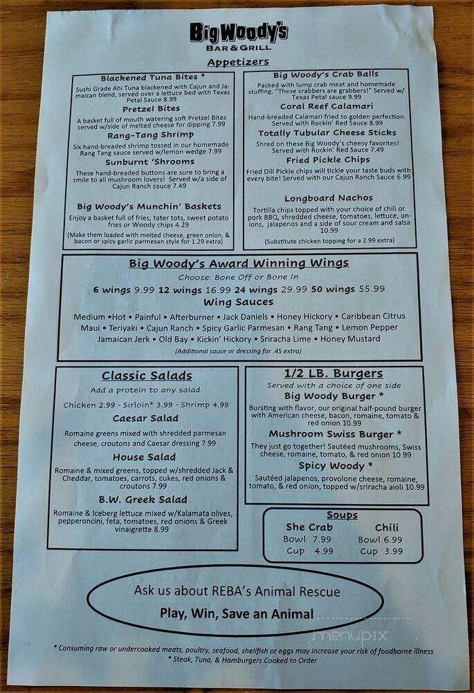 Big Woody's Bar & Grill - Virginia Beach, VA menu_pic