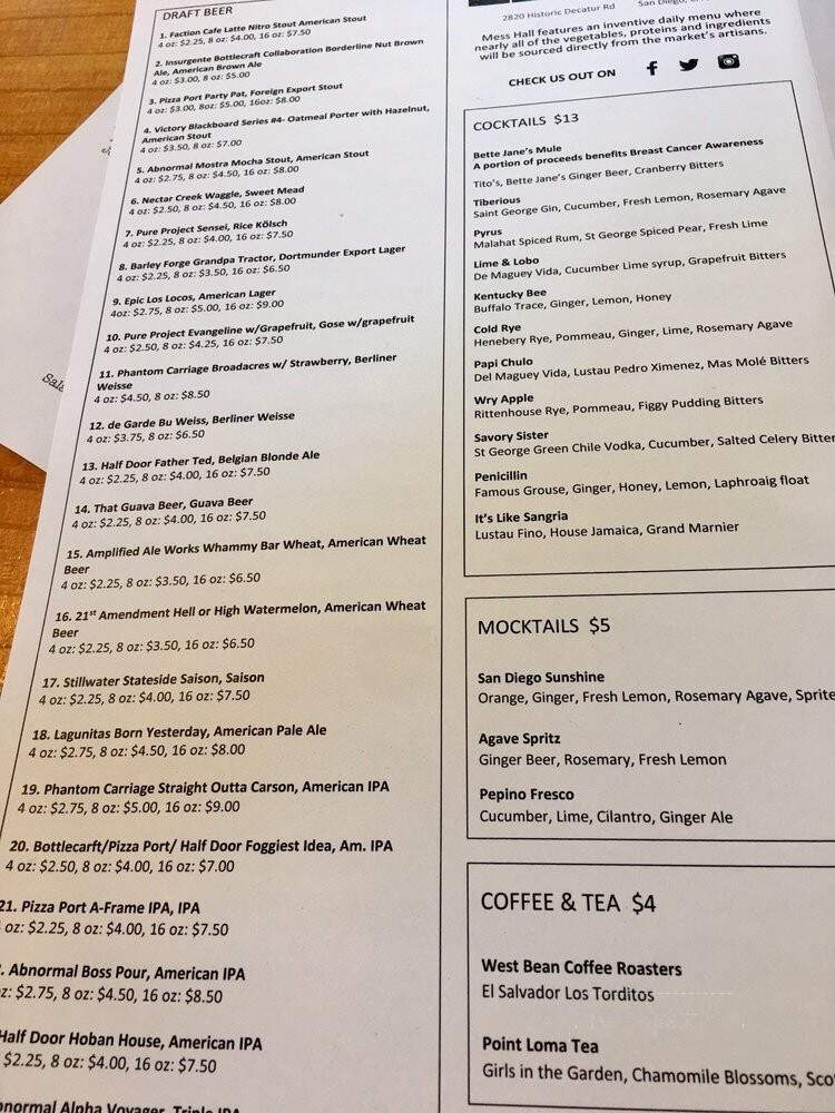 Mess Hall - San Diego, CA menu_pic