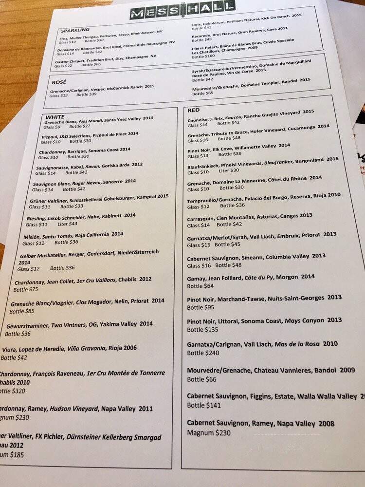 Mess Hall - San Diego, CA menu_pic