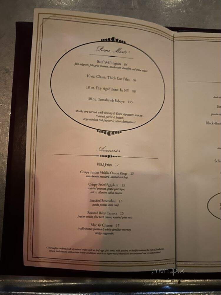 Beauty & Essex - Las Vegas, NV menu_pic