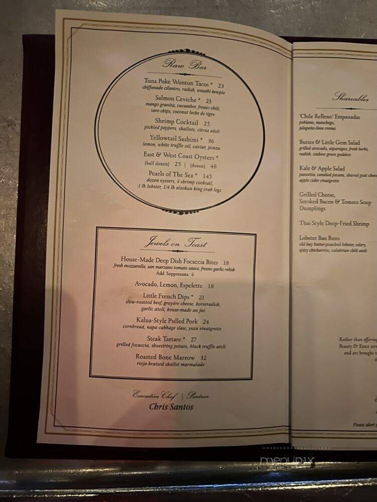Beauty & Essex - Las Vegas, NV menu_pic