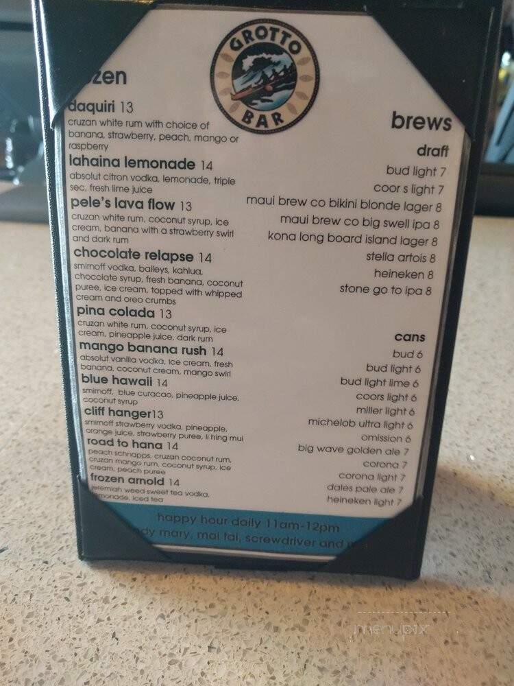 Grotto Bar - Lahaina, HI menu_pic