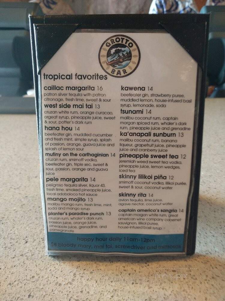 Grotto Bar - Lahaina, HI menu_pic