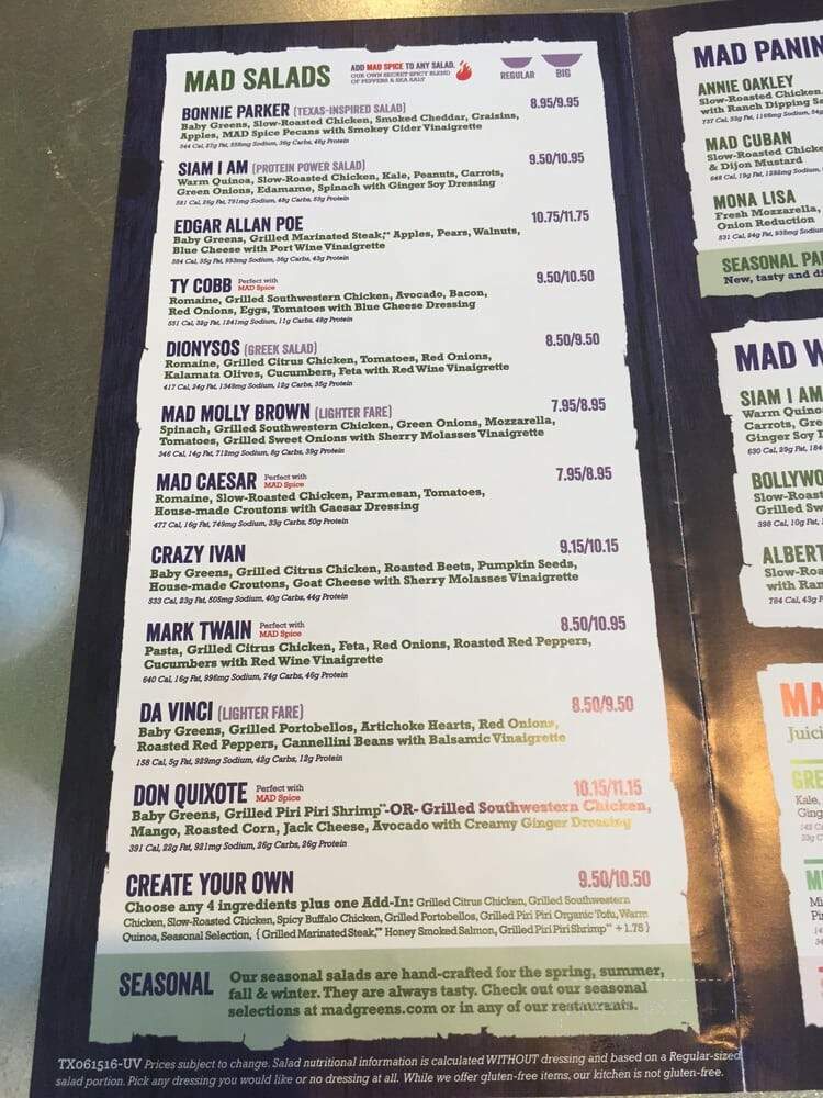 MAD Greens - Round Rock, TX menu_pic