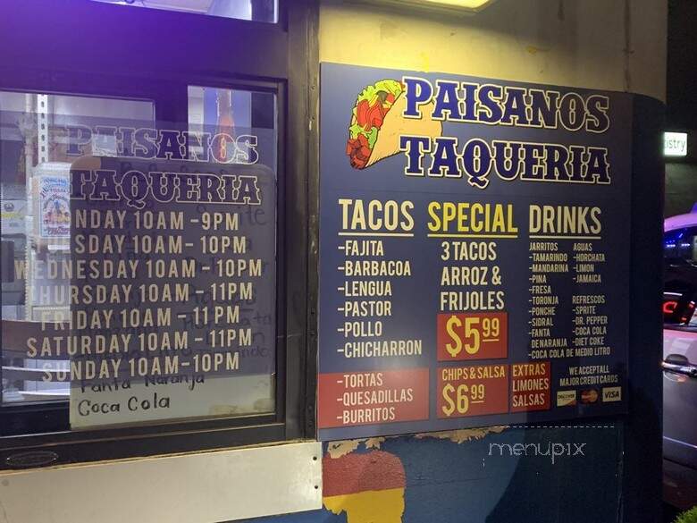 Paisanos Taqueria - Lewisville, TX menu_pic