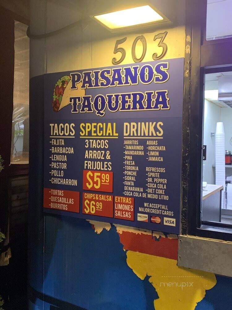Paisanos Taqueria - Lewisville, TX menu_pic