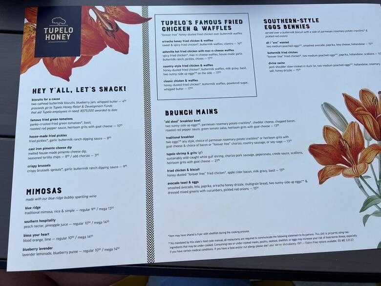 Tupelo Honey Cafe - Sandy Springs, GA menu_pic
