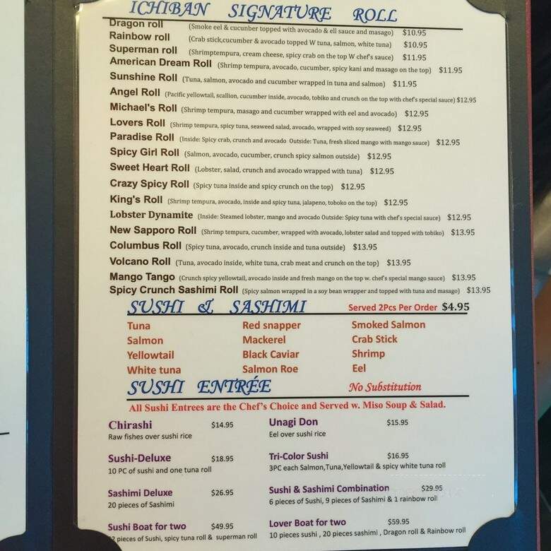 Ichiban - Columbus, OH menu_pic