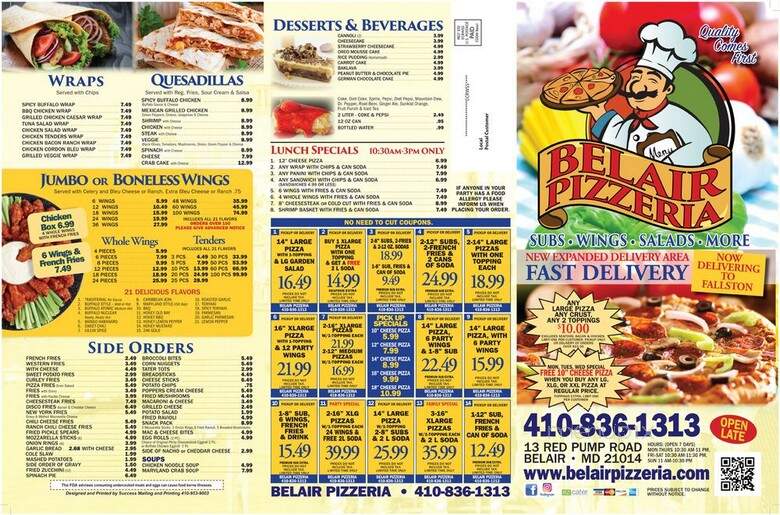 Belair Pizzeria Subs Wings & More - Bel Air, MD