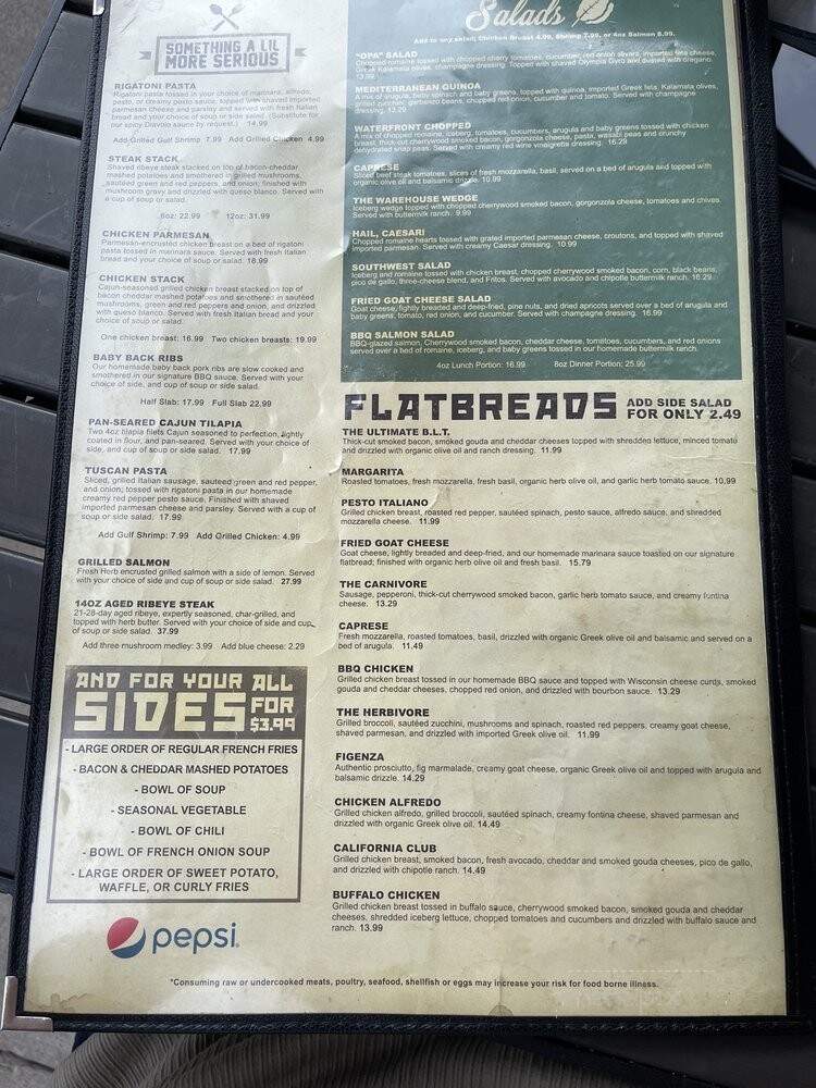 Waterfront Warehouse - Kenosha, WI menu_pic