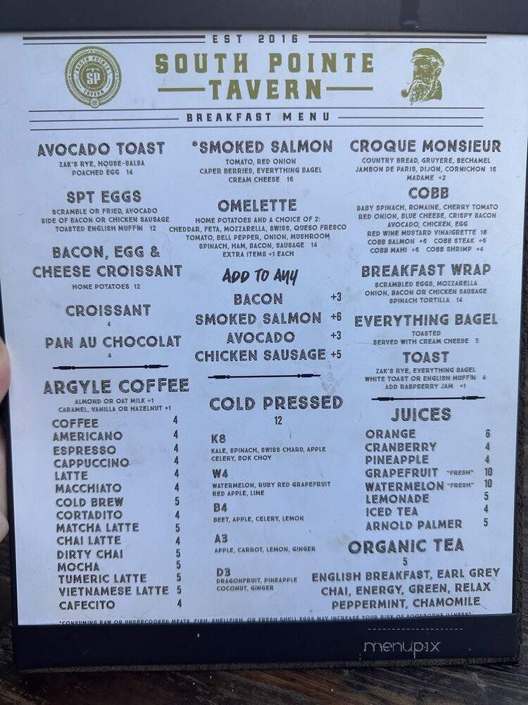 South Pointe Tavern - Miami Beach, FL menu_pic