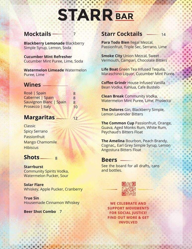 Starr Bar - Brooklyn, NY menu_pic