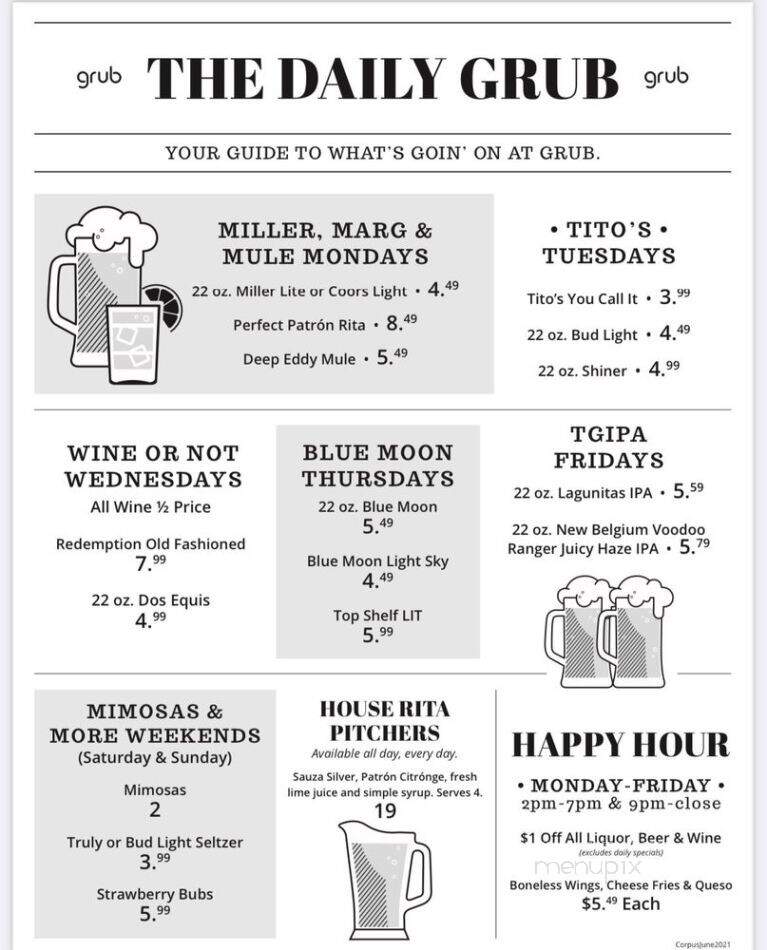 Grub Burger Bar - Corpus Christi, TX menu_pic