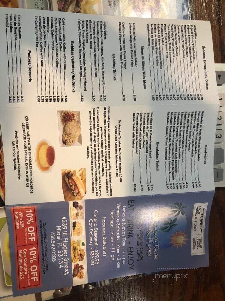 Islas Del Caribe Restaurant - Miami, FL menu_pic