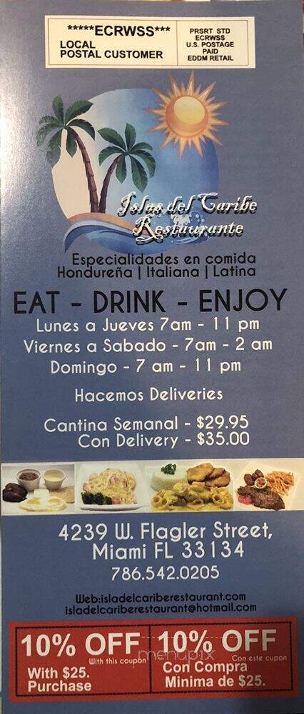 Islas Del Caribe Restaurant - Miami, FL menu_pic