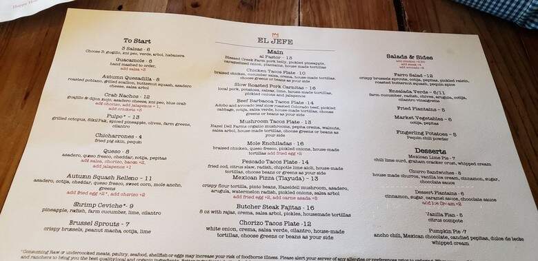 El Jefe - Denver, CO menu_pic