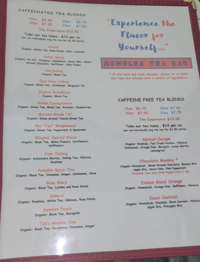 Mingles Tea & Coffee Bar - Inglewood, CA menu_pic