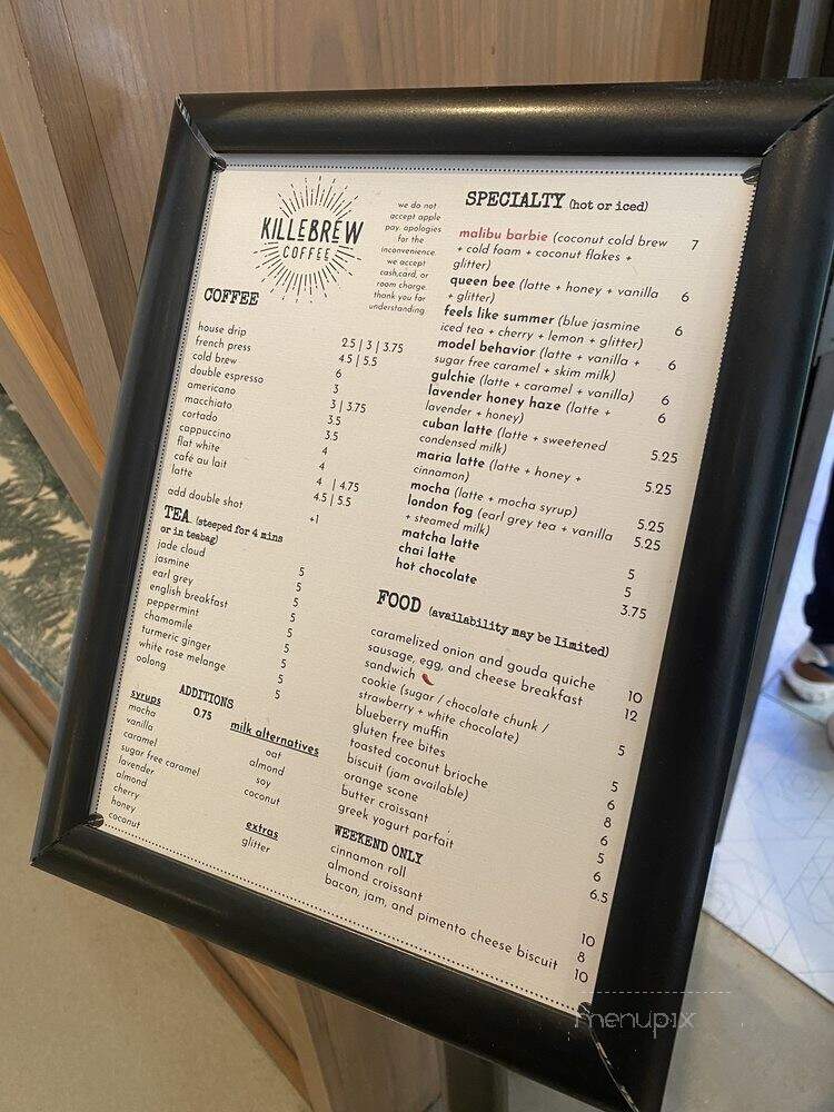 Killebrew Coffee - Nashville, TN menu_pic