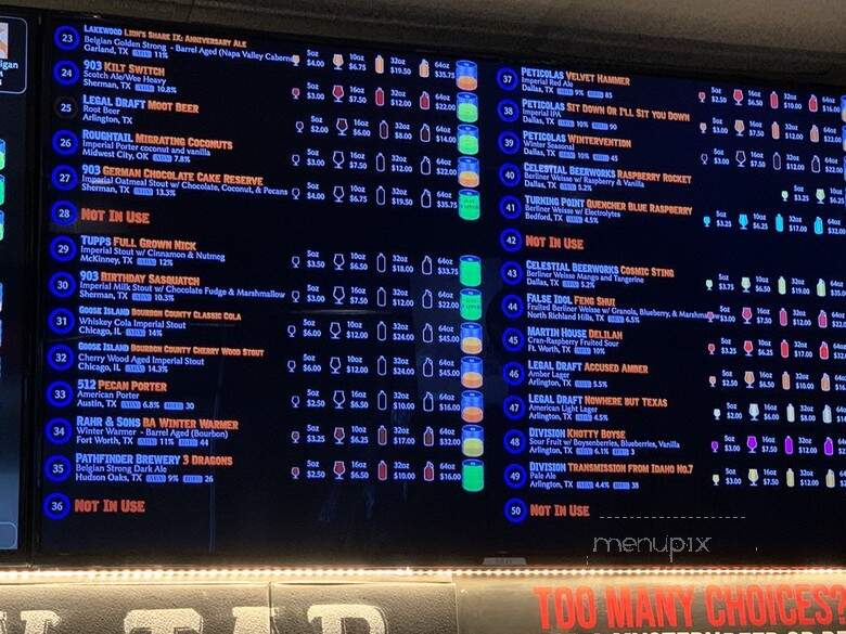 On Tap - Arlington, TX menu_pic