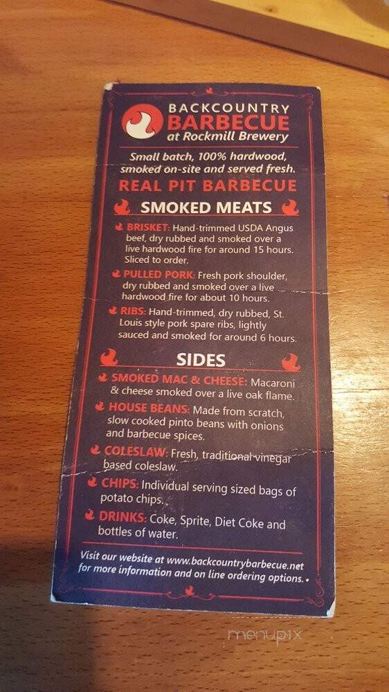 Backcountry Barbecue - Logan, OH menu_pic